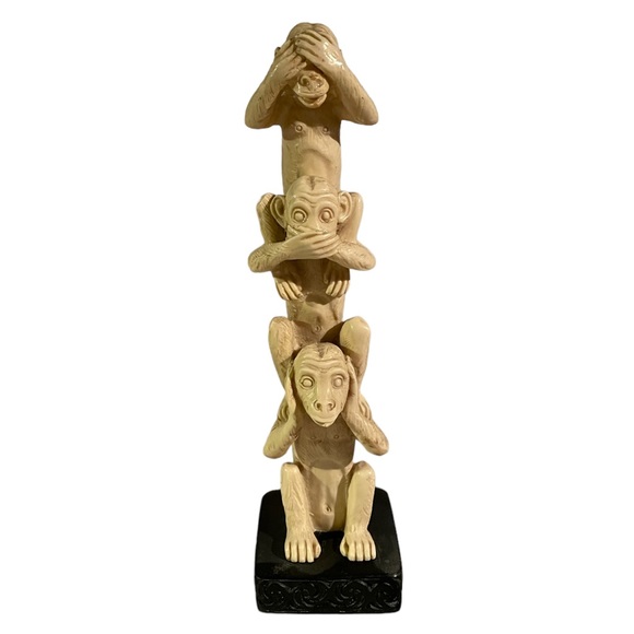 Vintage The Three Wise Monkeys See No Evil Speak No Evil Hear No Evil Resin - Picture 5 of 11